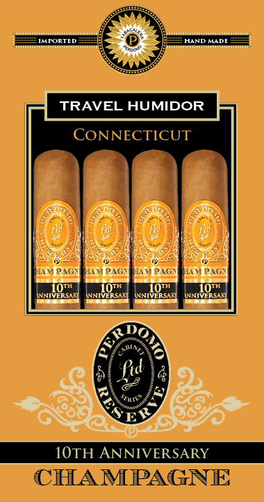 PERDOMO Humidified Travel Bags Sampler Of 4 Cigars Champagne Connecticut