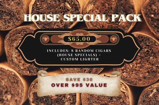 House Special Pack: 8 Random Cigars + Custom Lighter for $65.00 (you save $30) - handrolledcigars