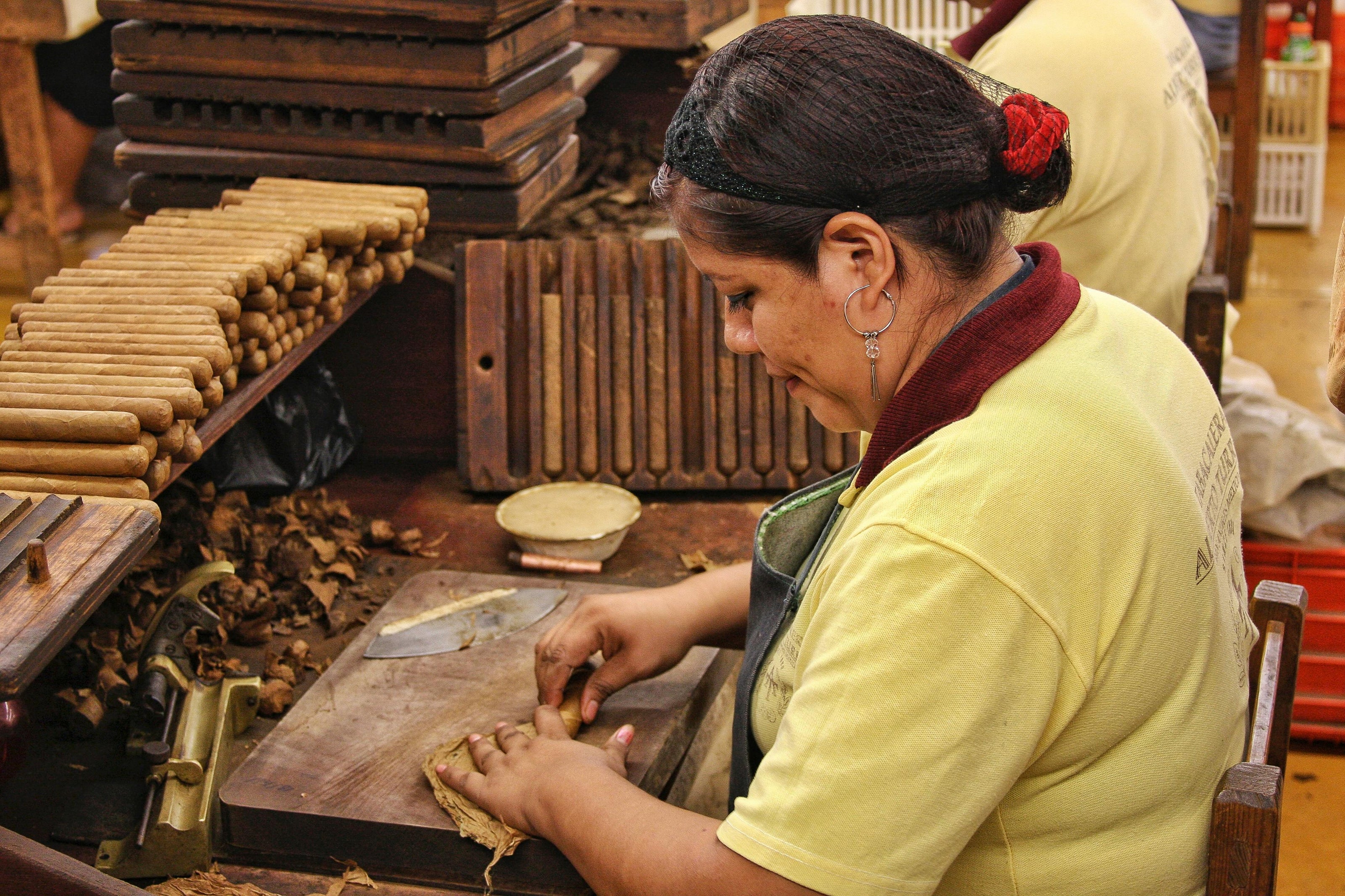  A women making a hand-rolled cigar